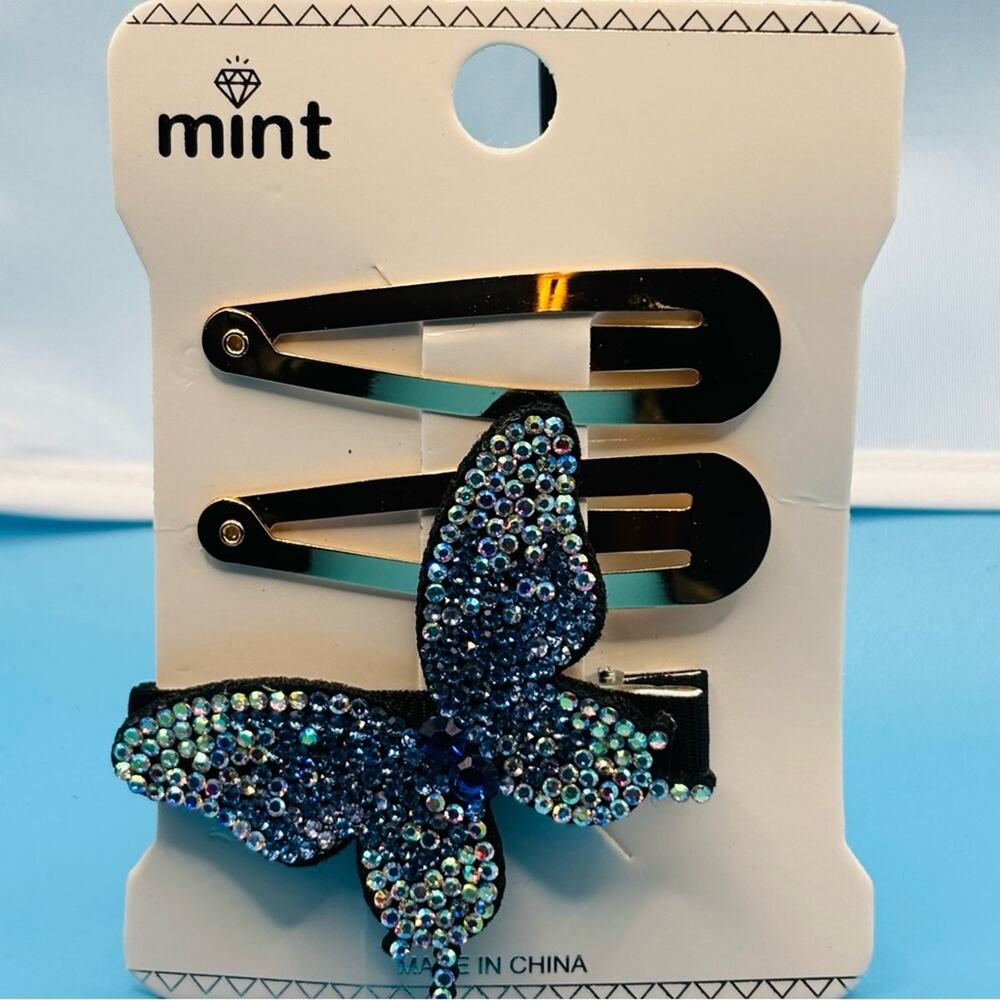 Mint‎ Sparkling Blue and Gold Butterfly Clip Set